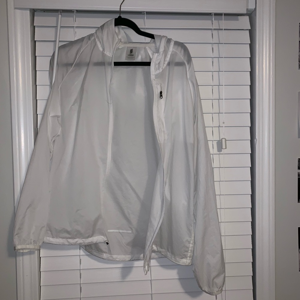 semi see through white windbreaker